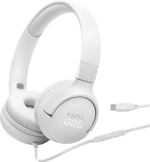 JBL Tune 520C USB-C Wired Earbuds, White - ONLINE ONLY