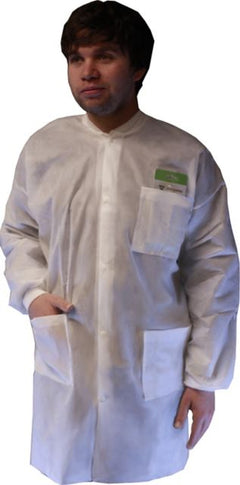 LABCOAT/DISPOSABLE/WHITE/MED/.